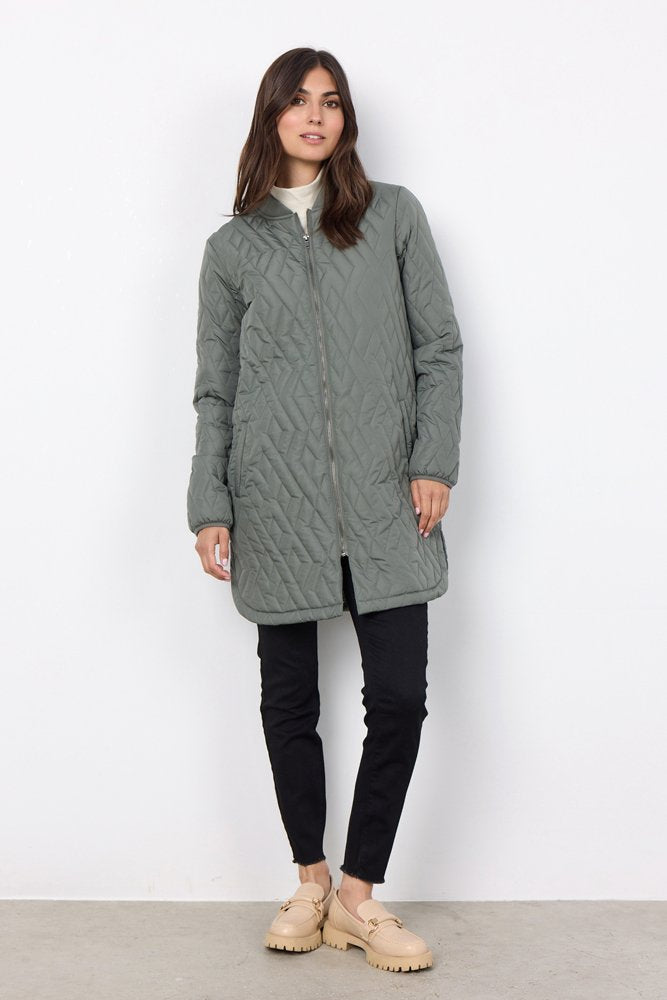 16782-  Dusty Green Quilted Jacket - Soya Concept