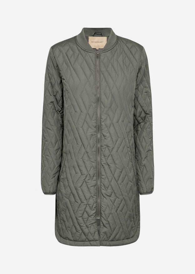 16782-  Dusty Green Quilted Jacket - Soya Concept