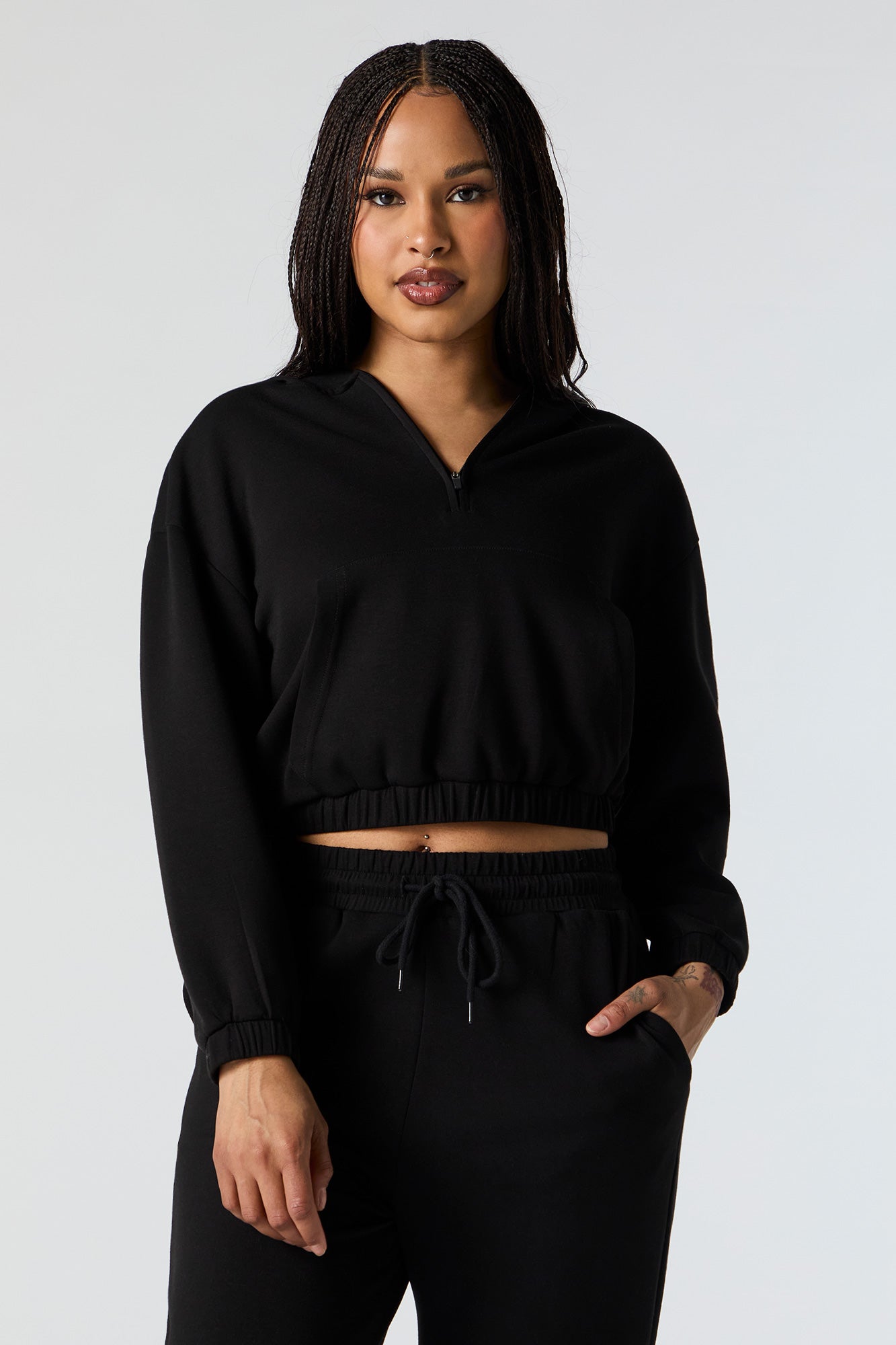 Active Quarter Zip Cropped Hoodie