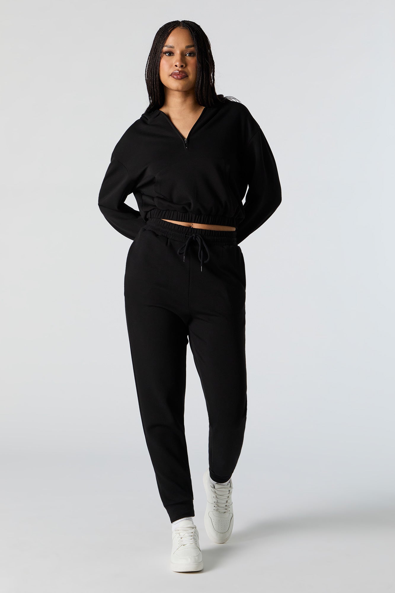 Active Quarter Zip Cropped Hoodie