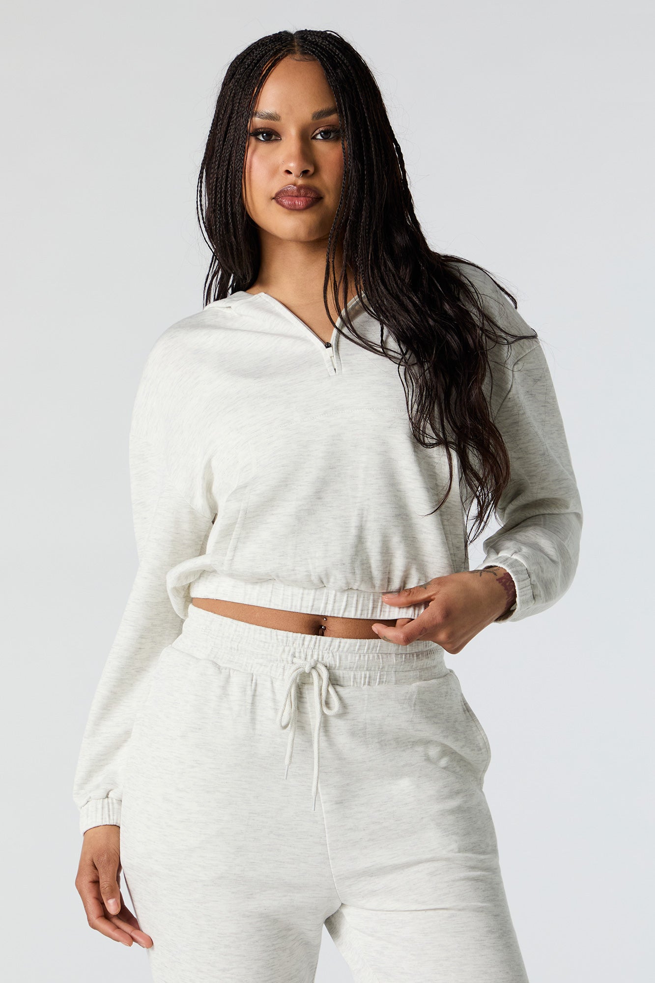 Active Quarter Zip Cropped Hoodie