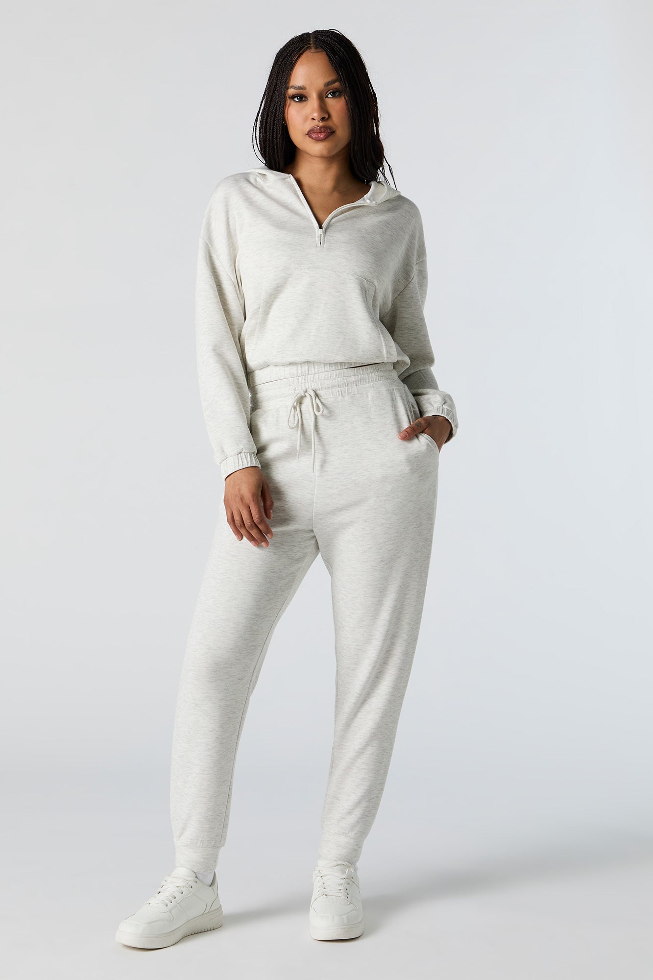 Active Quarter Zip Cropped Hoodie