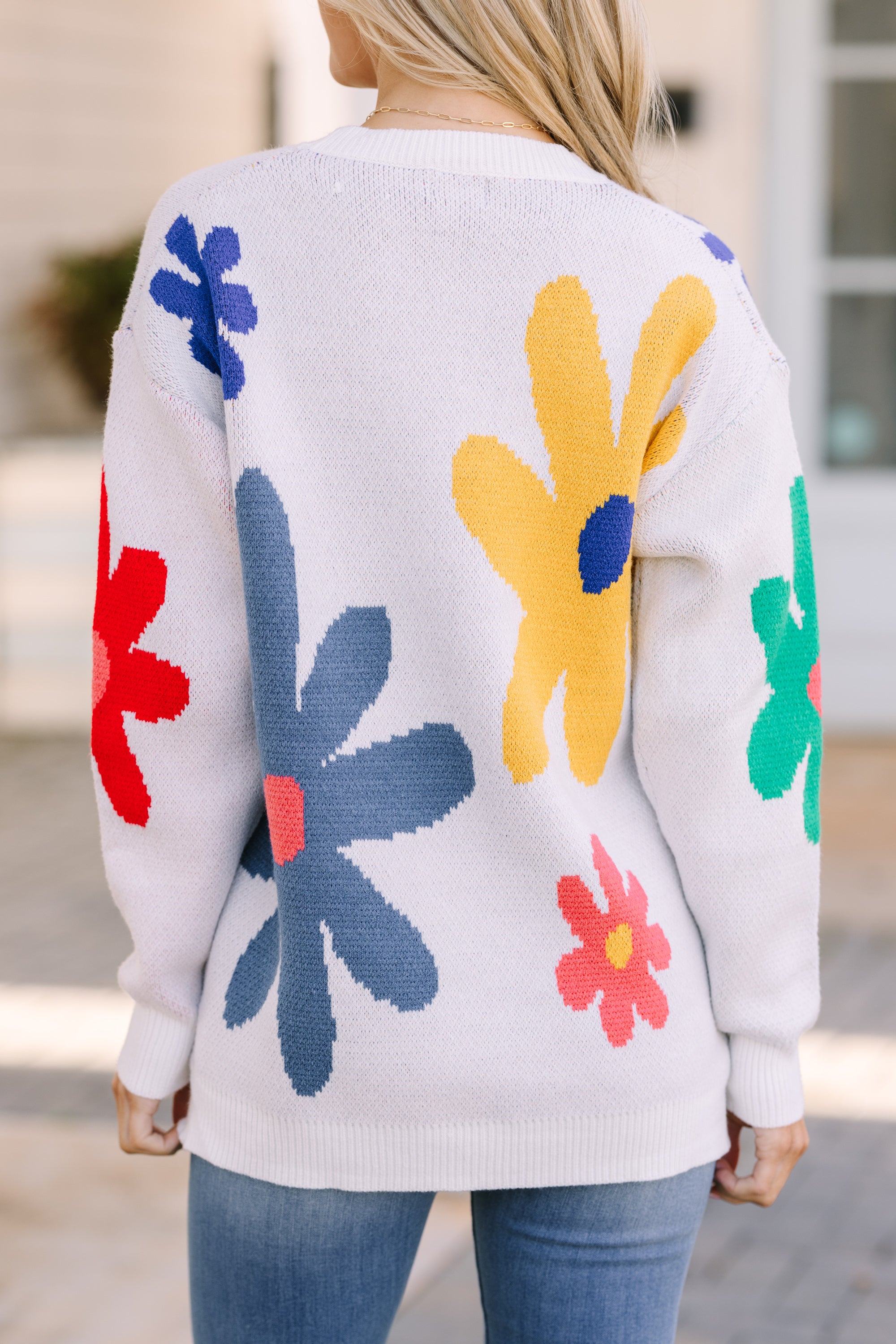 All On You White Floral Sweater