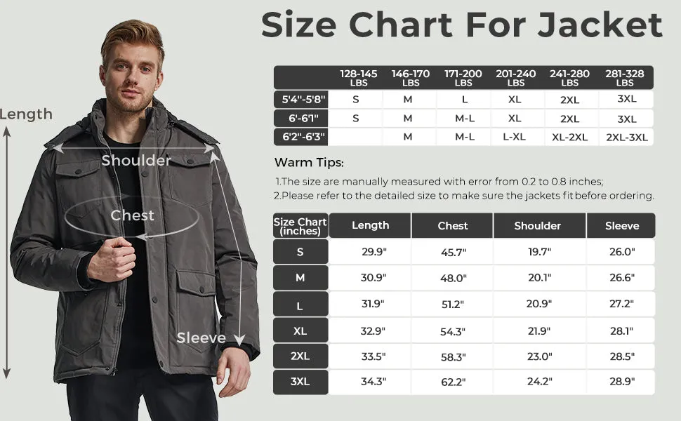 Ampake Men's Puffer Jacket Warm Winter Coat Outerwear Jacket with Hood