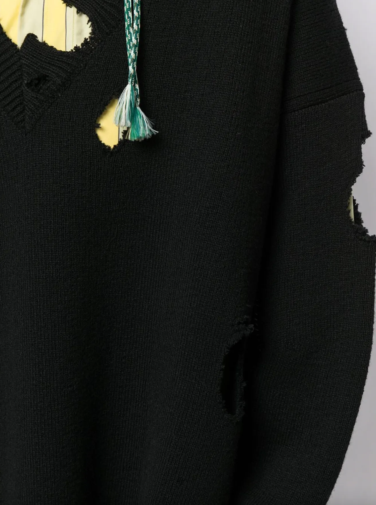 APPLIQUÉ DISTRESSED SWEATER - BLACK