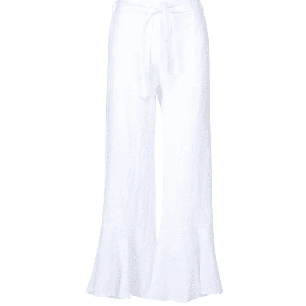 Astrid Italy Hampton Linen Pants in White