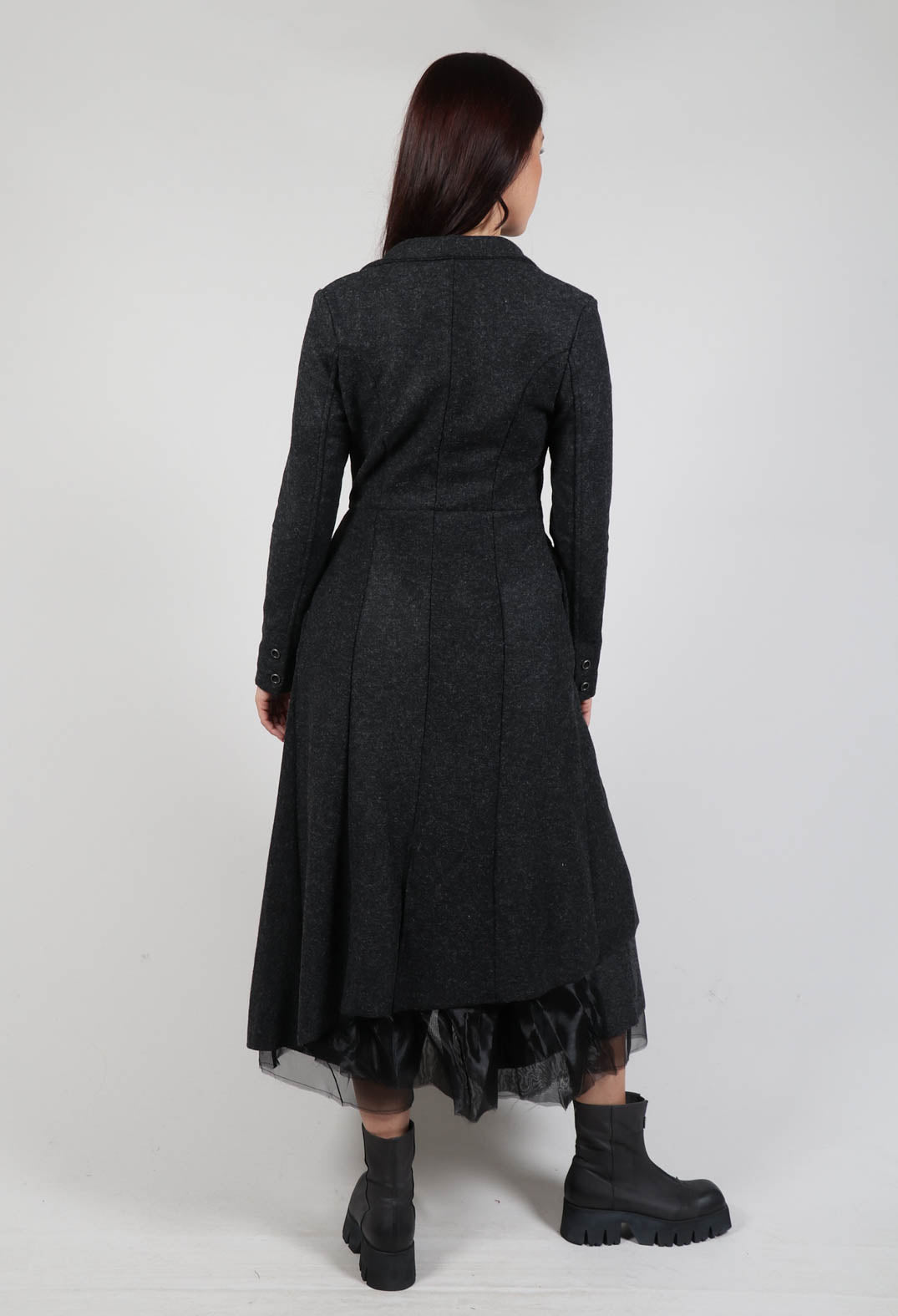 Asymmertic Coat in Organza Antracite