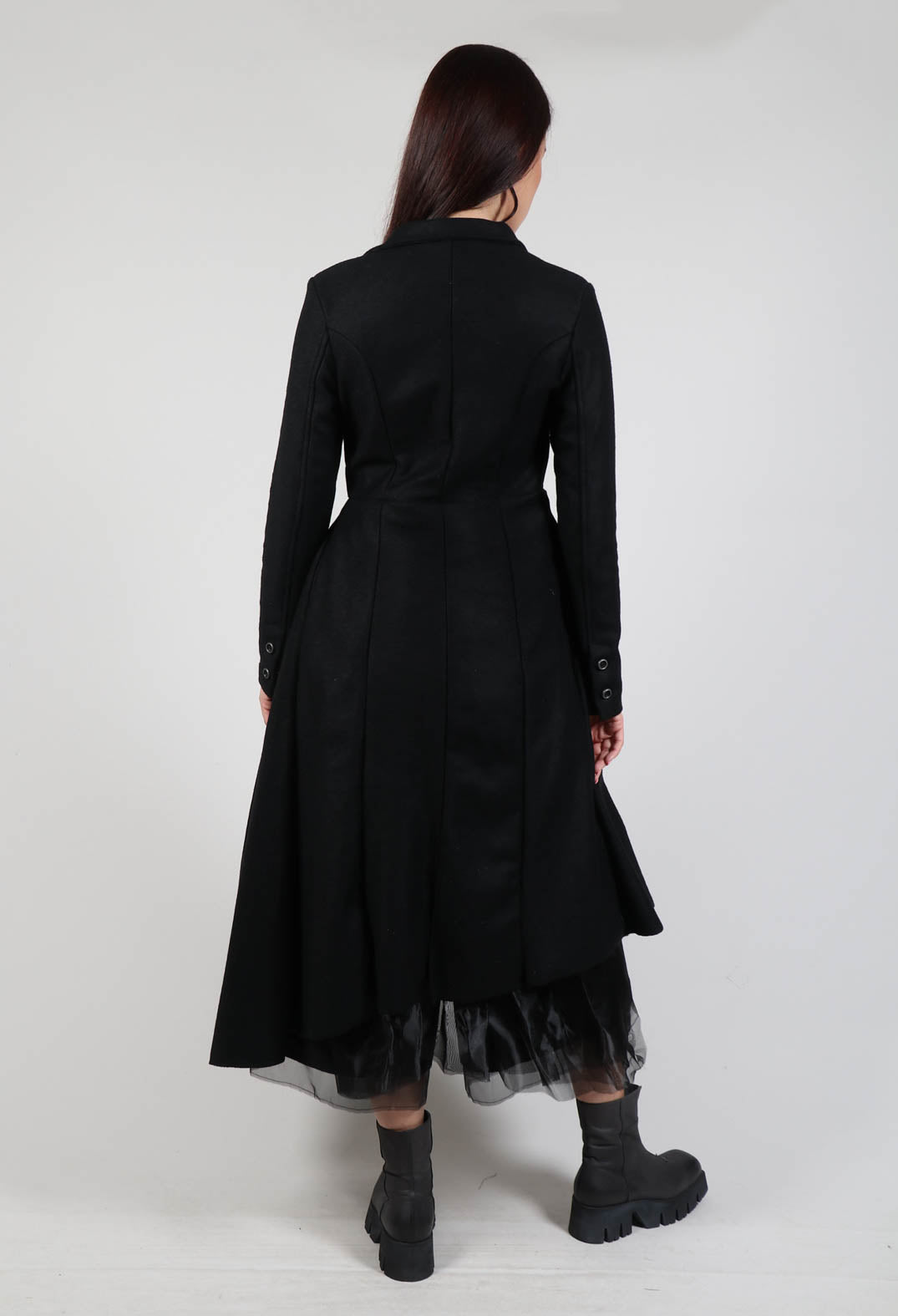 Asymmertic Coat in Organza Nero