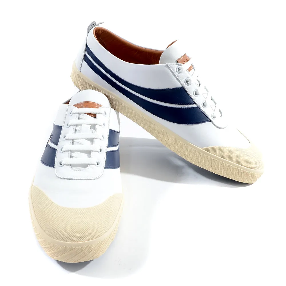 Bally Mens Lace Up Sneakers in White/Navy