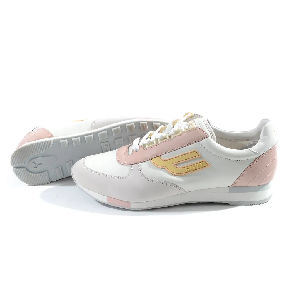 Bally Womens Lace Up Sneakers in White/Pink