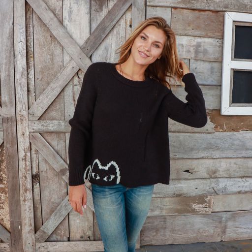 BLACK CAT CREW SWEATER