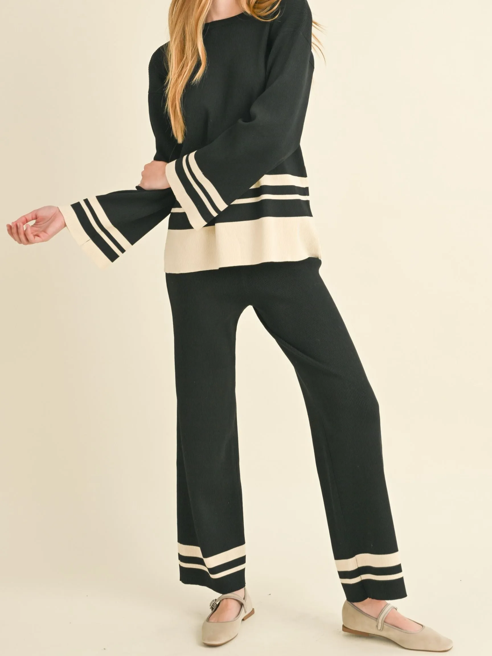 Border Strip Knit Sweater