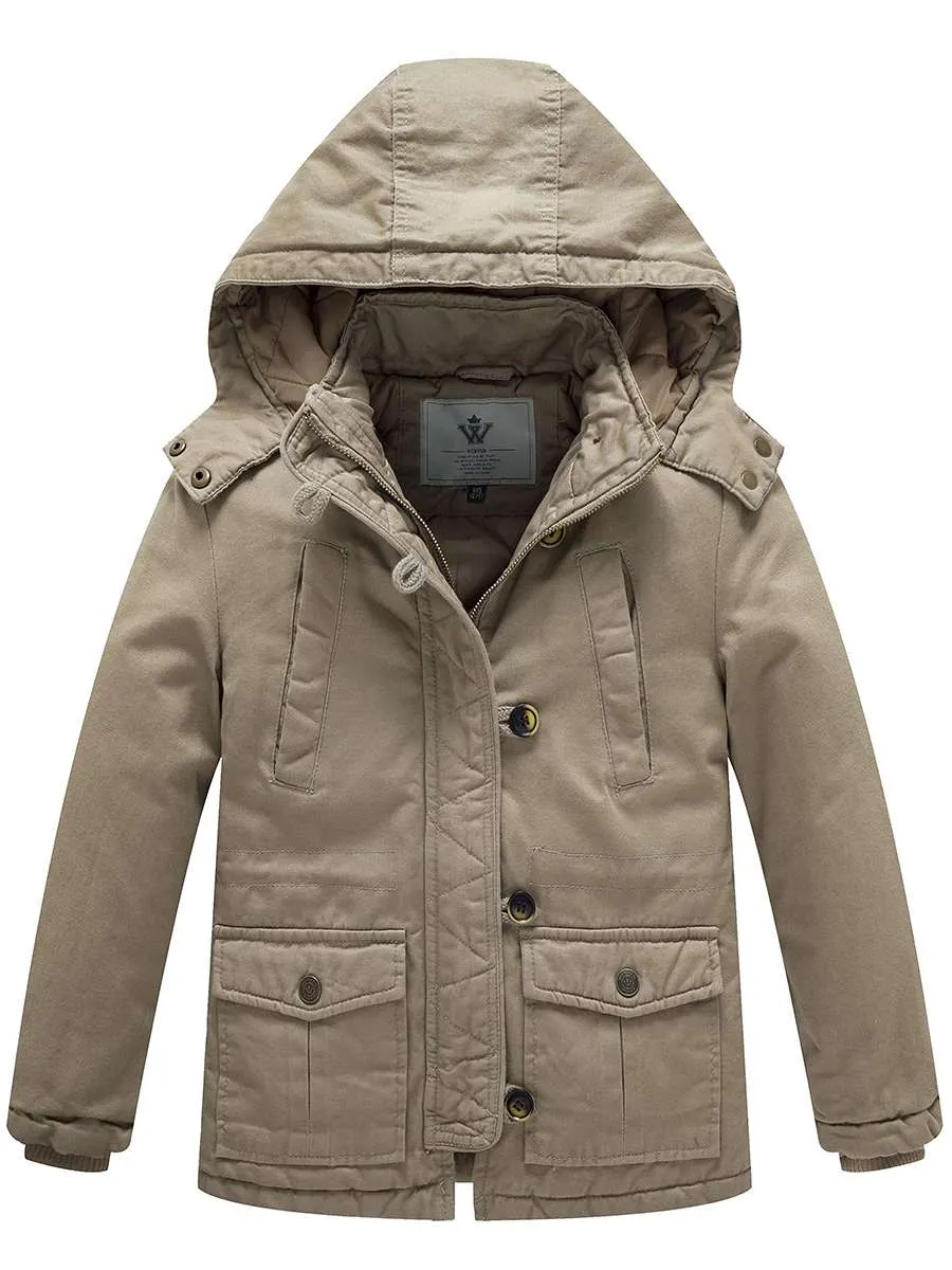 Boy's Winter Warm Puffer Jacket Heavyweight Thicken Cotton Coat with Hood