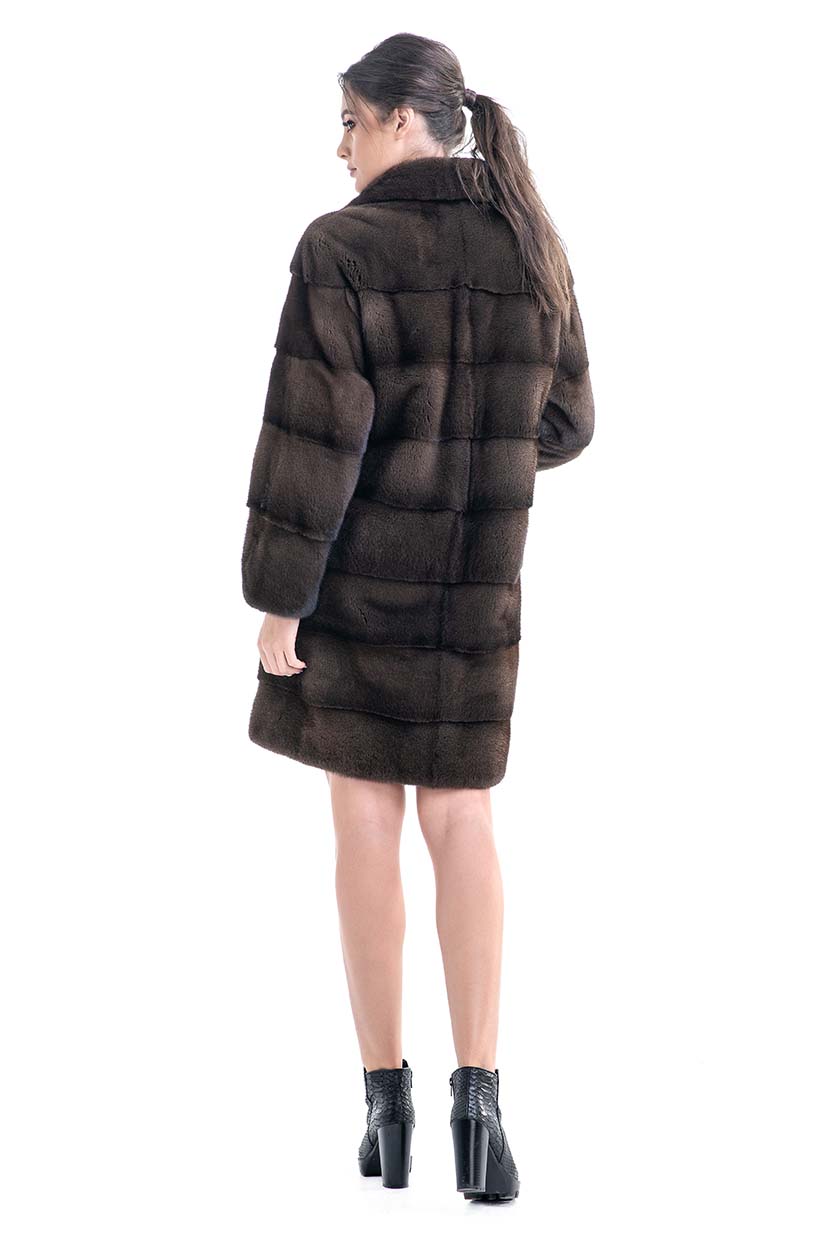 Brown Genuine Mink Fur Coat