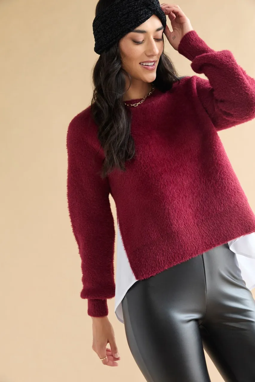 Cassandra Fuzzy Crewneck Pullover Sweater