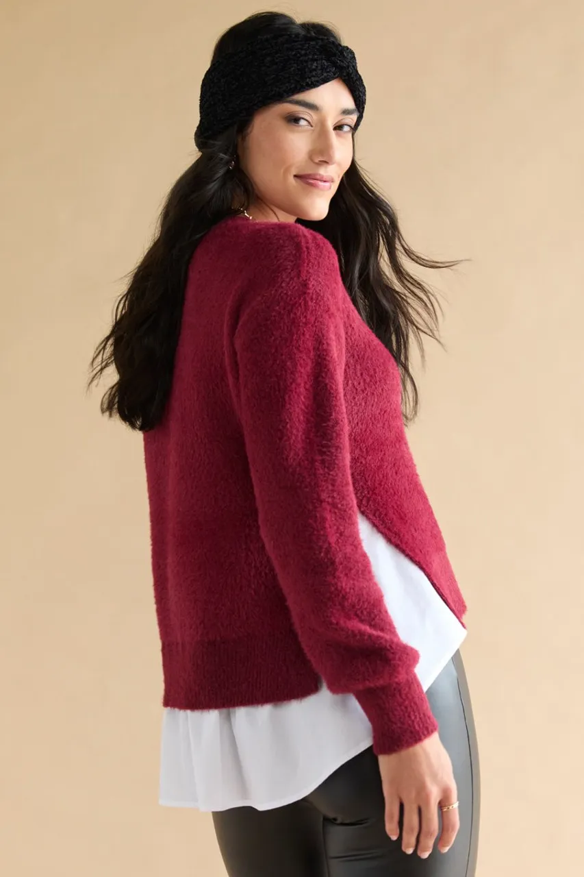 Cassandra Fuzzy Crewneck Pullover Sweater