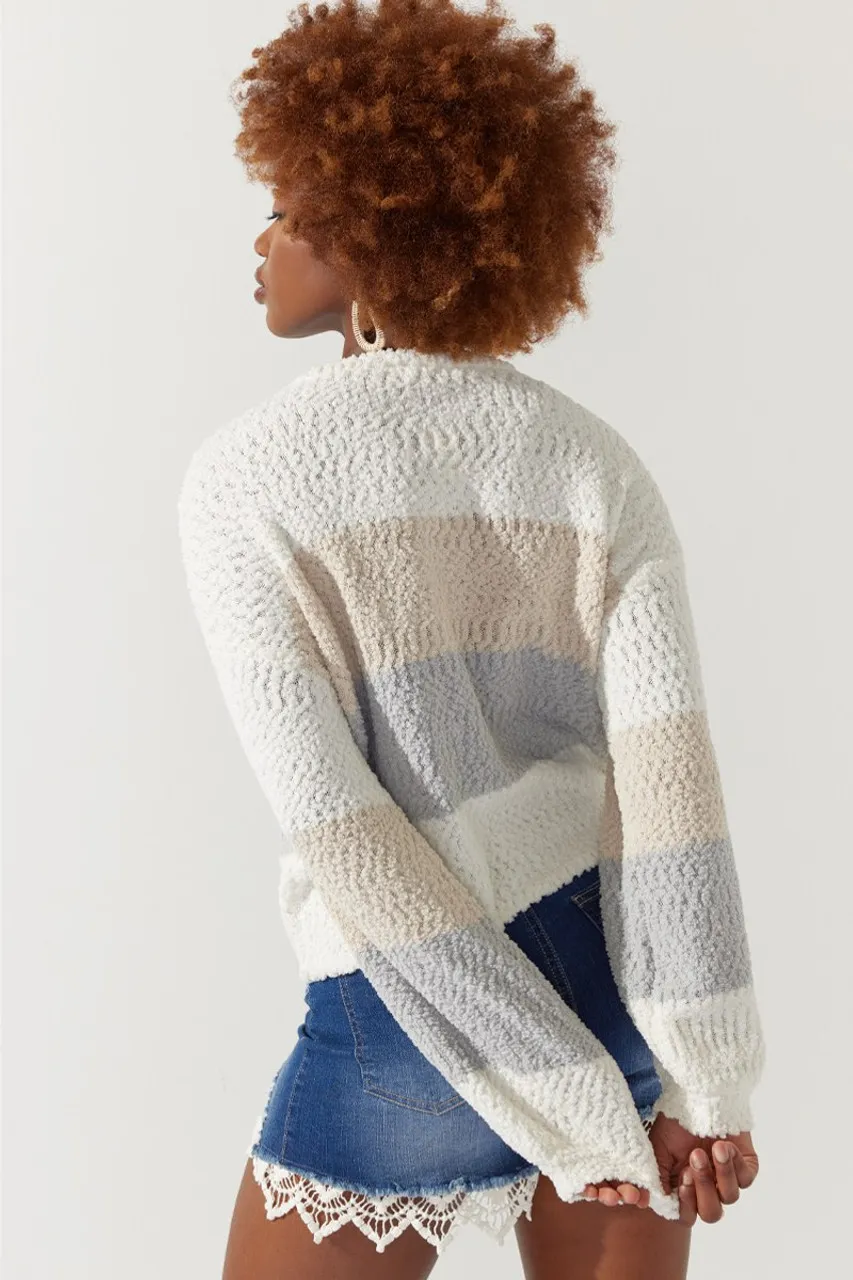 Cindy Boucle Stripped Pullover Sweater