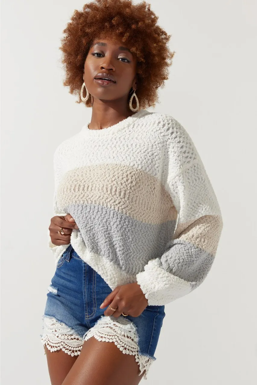 Cindy Boucle Stripped Pullover Sweater