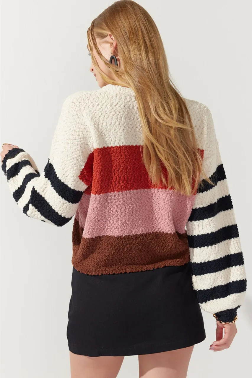 Cindy Boucle Stripped Pullover Sweater