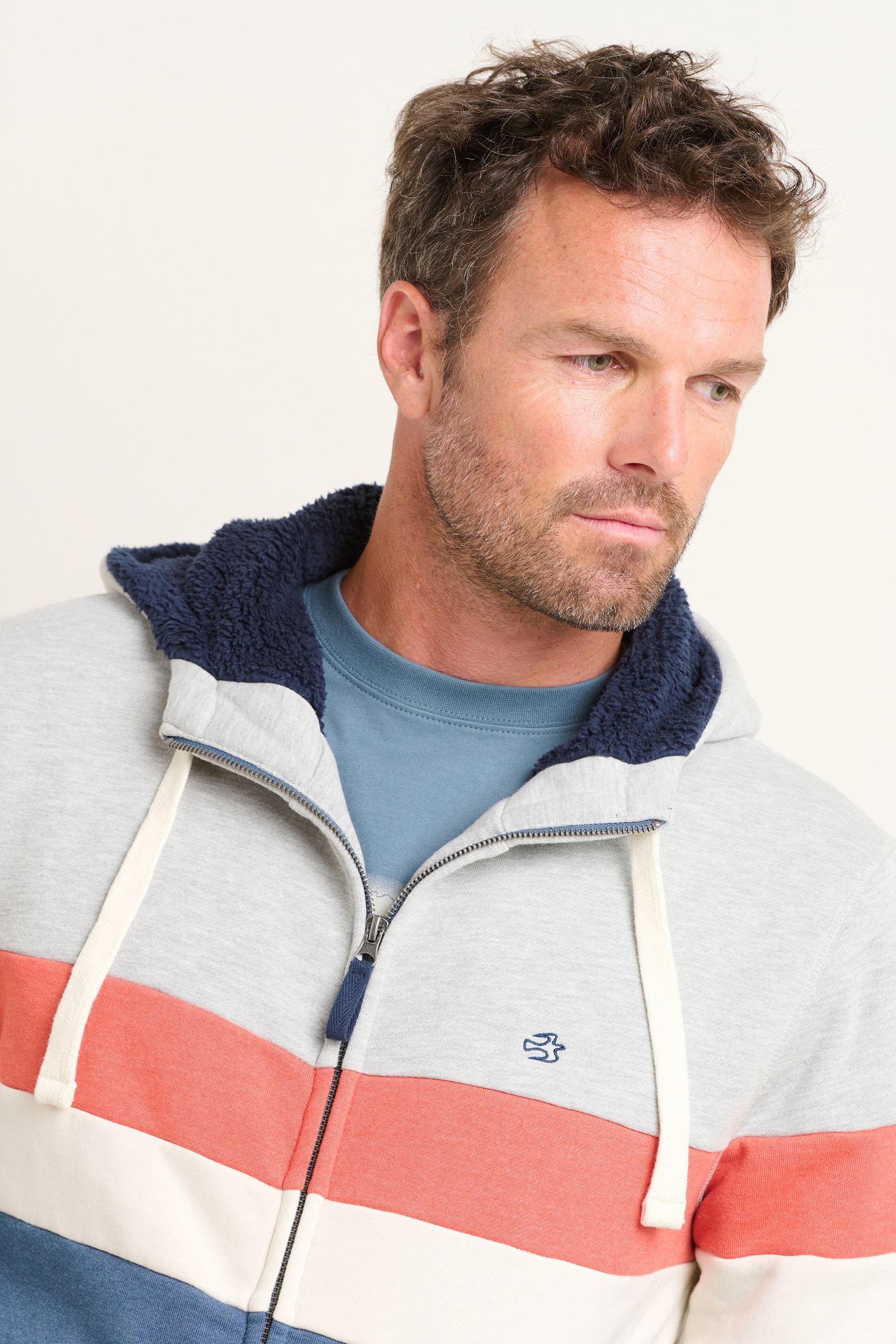 Colour Block Zip Thru Hoodie