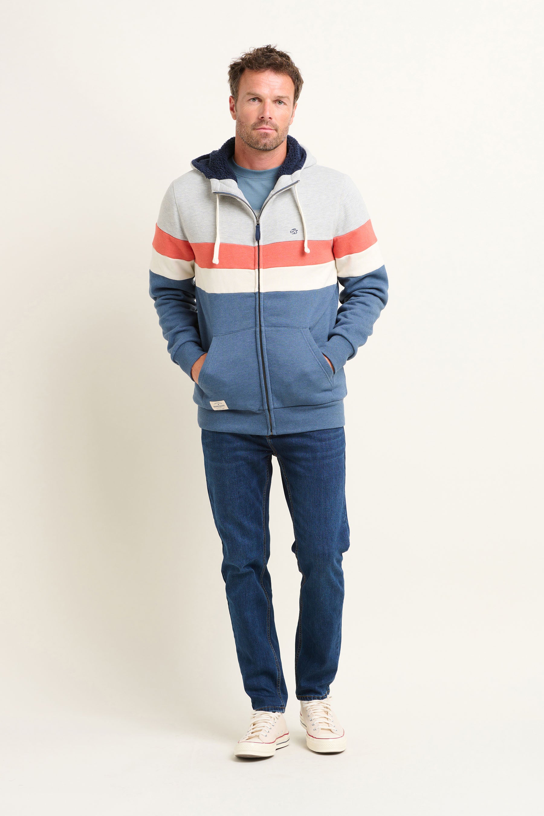 Colour Block Zip Thru Hoodie