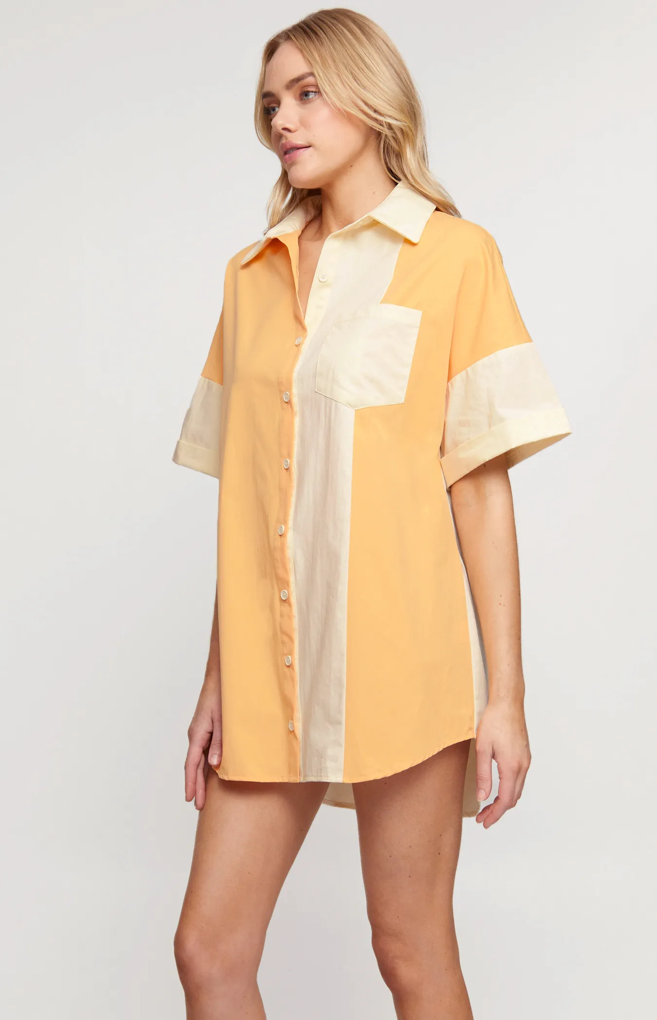 Contrast Panel Shirt Dress (WDR537B)