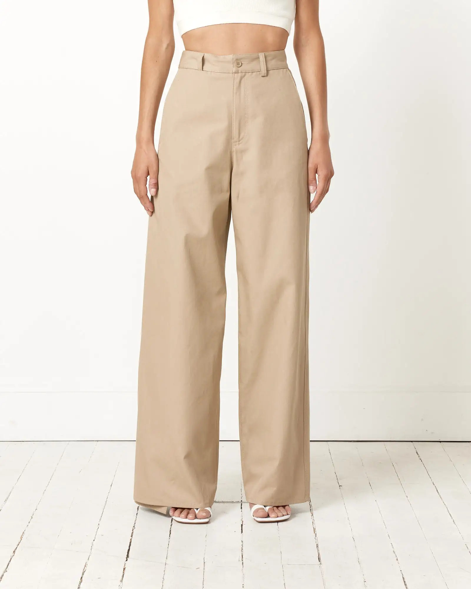 Cotton Gabardine Trousers in Beige