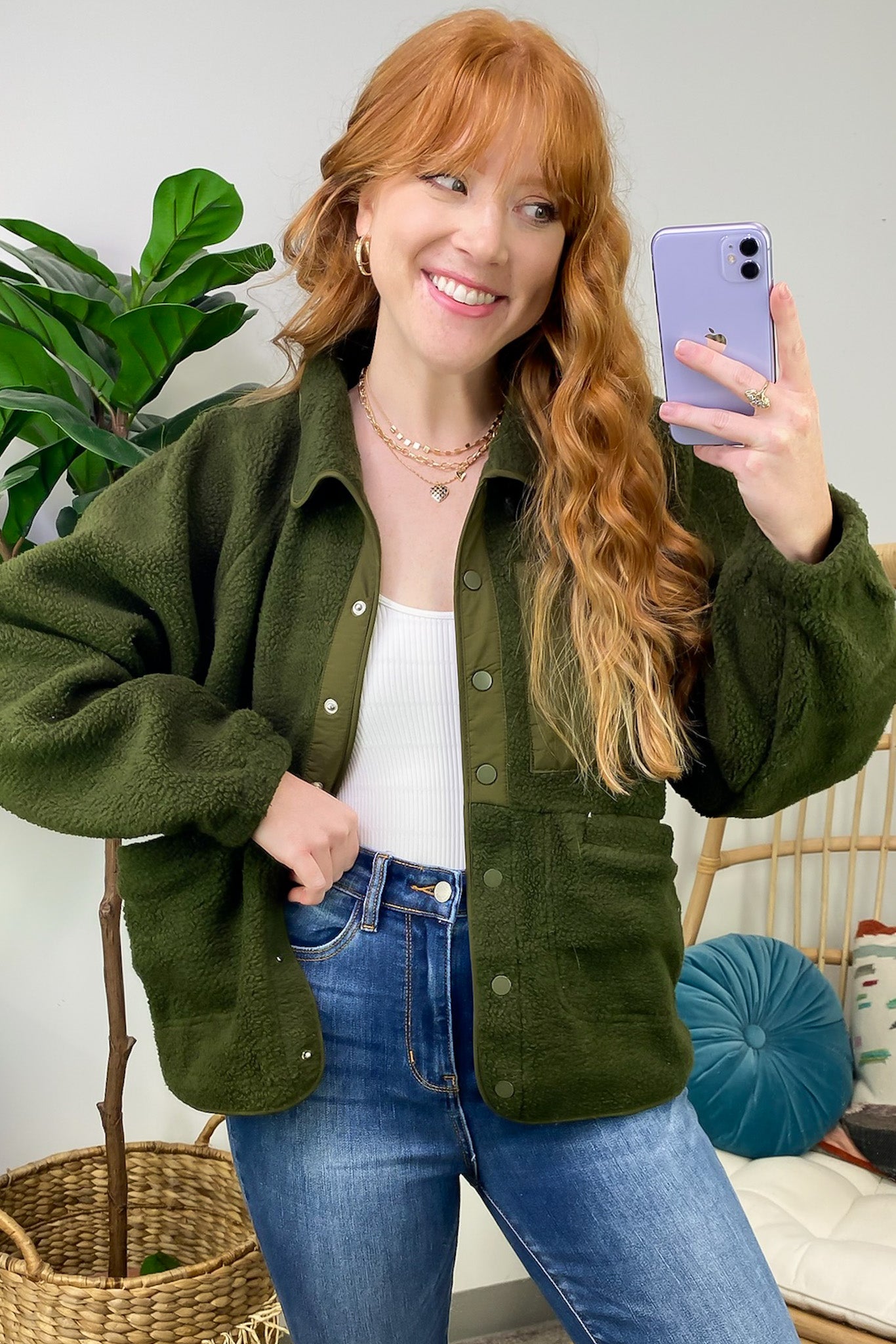 Coziest Option Fleece Snap Button Jacket - FINAL SALE