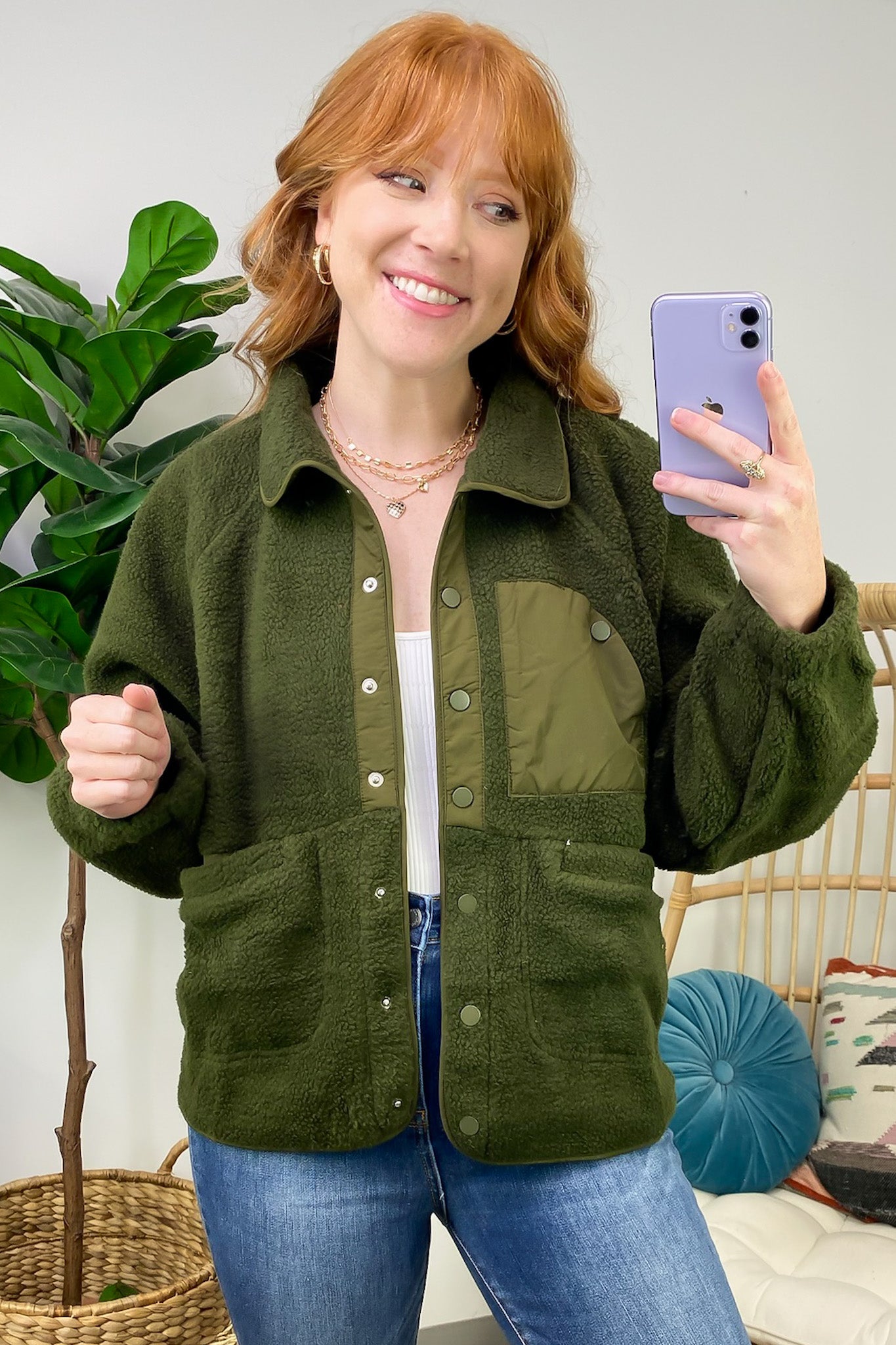 Coziest Option Fleece Snap Button Jacket - FINAL SALE