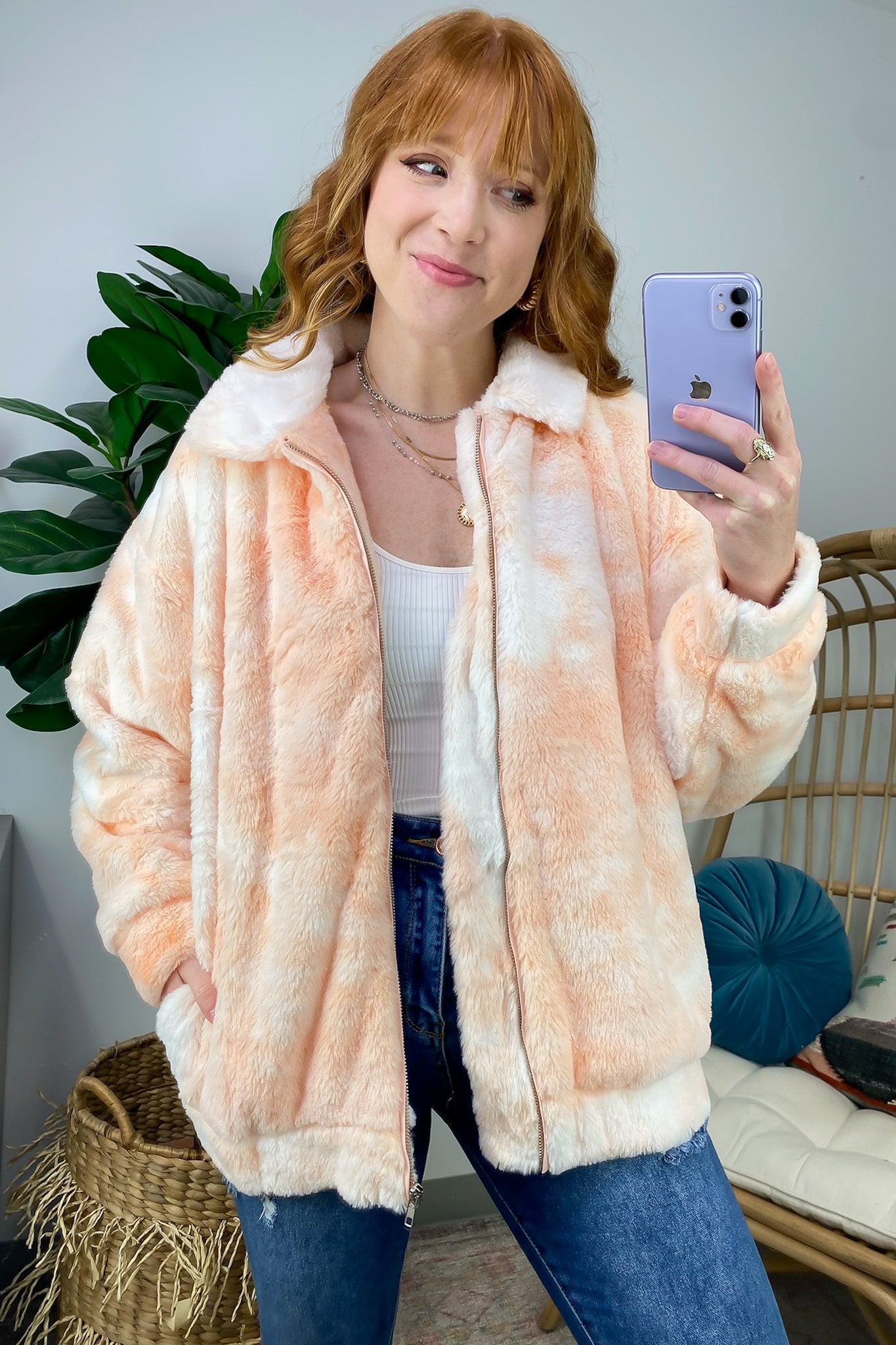 Cozy Comfort Tie Dye Sherpa Jacket