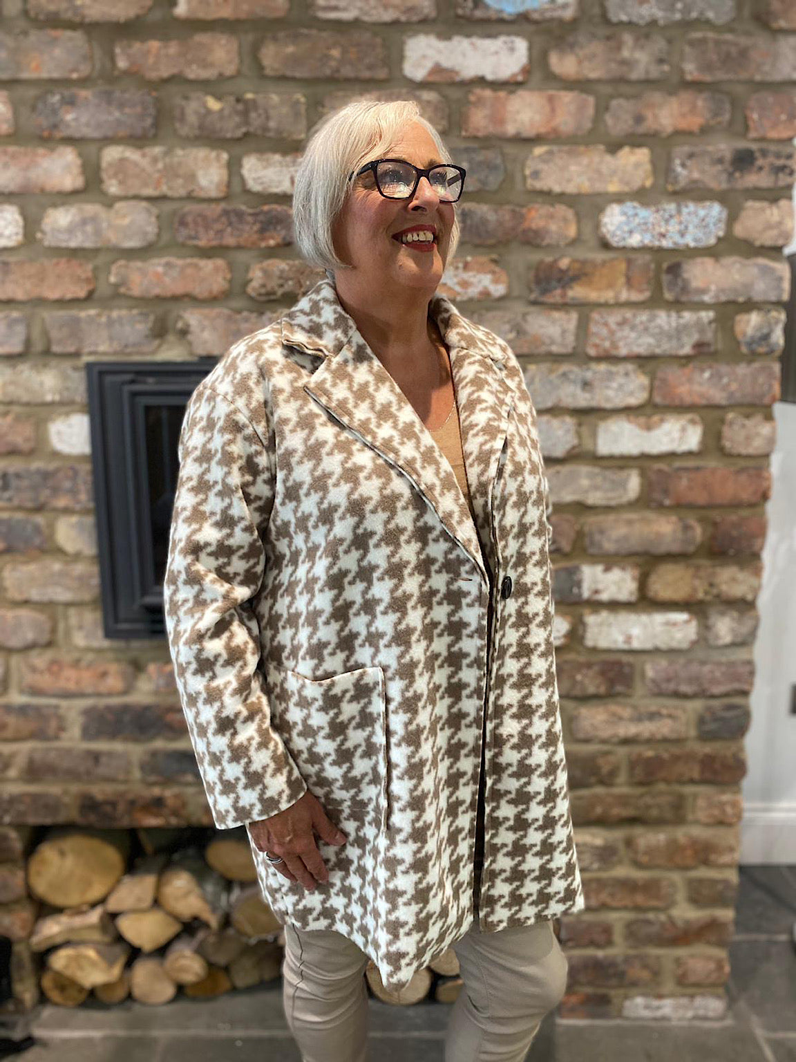 Dogtooth Double Pocket Coat Emma