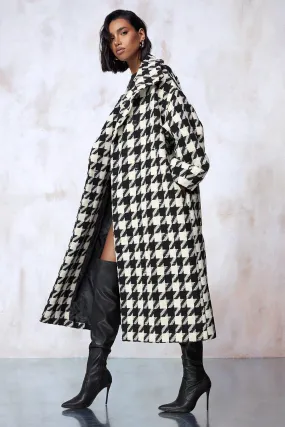 Dogtooth Oversized Wool Look Maxi Coat