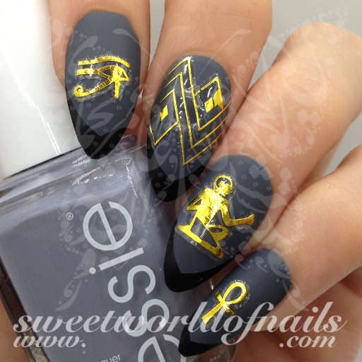 Egyptian Nail Art Gold Eye of Ra Egypt Key Nail Stickers