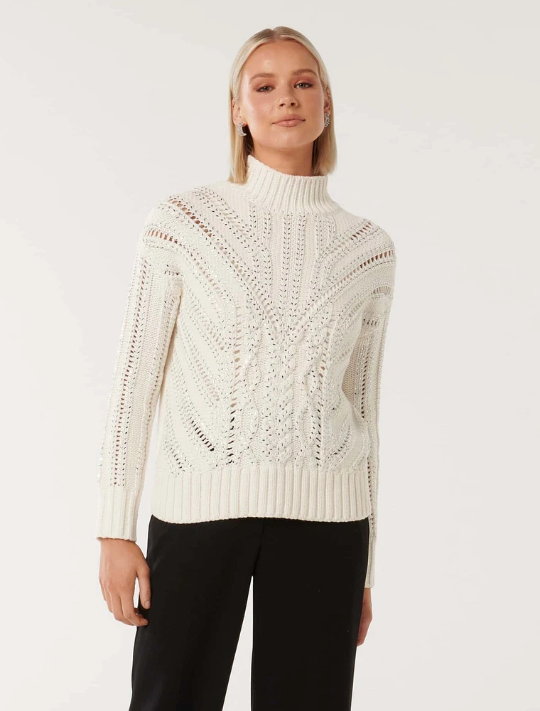 EverNew Eliza Embellished Knit Sweater