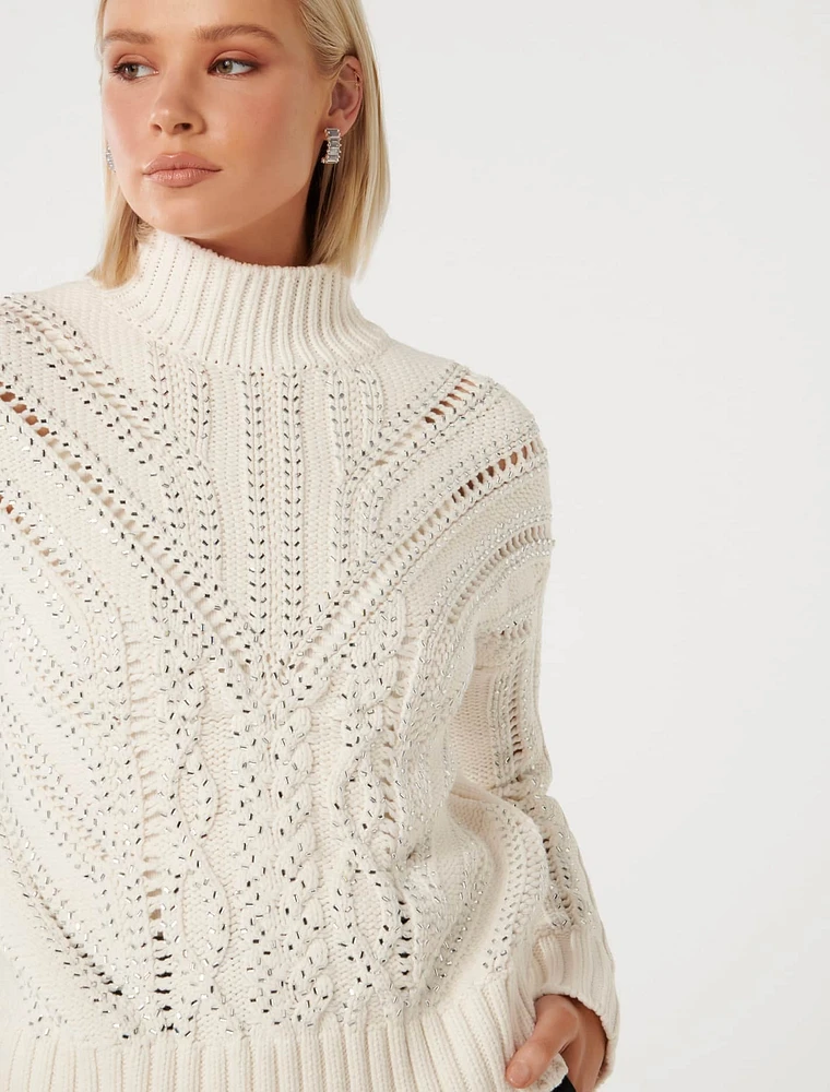 EverNew Eliza Embellished Knit Sweater