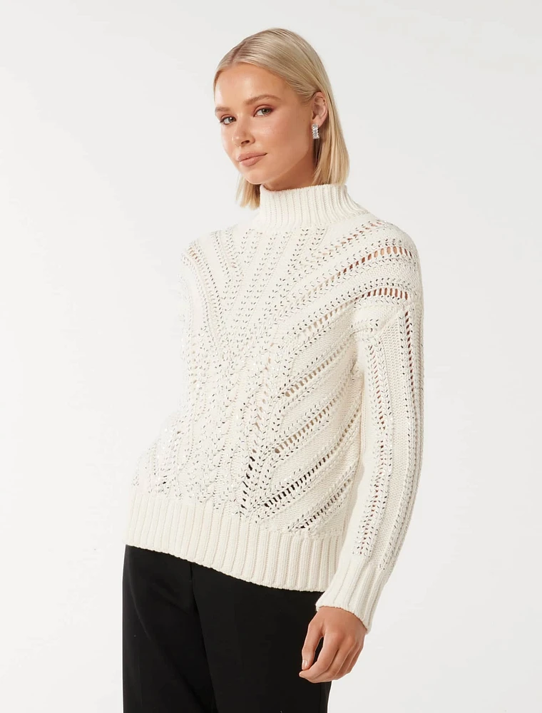 EverNew Eliza Embellished Knit Sweater