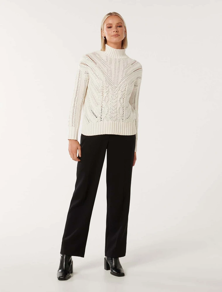 EverNew Eliza Embellished Knit Sweater