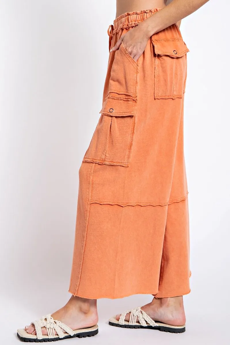 FADED RUST WIDE LEG PANTS