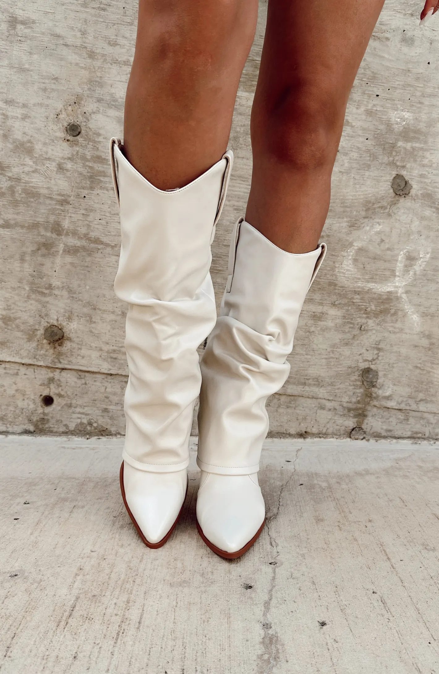 Fall so Hard White Slouchy Cowboy Boot