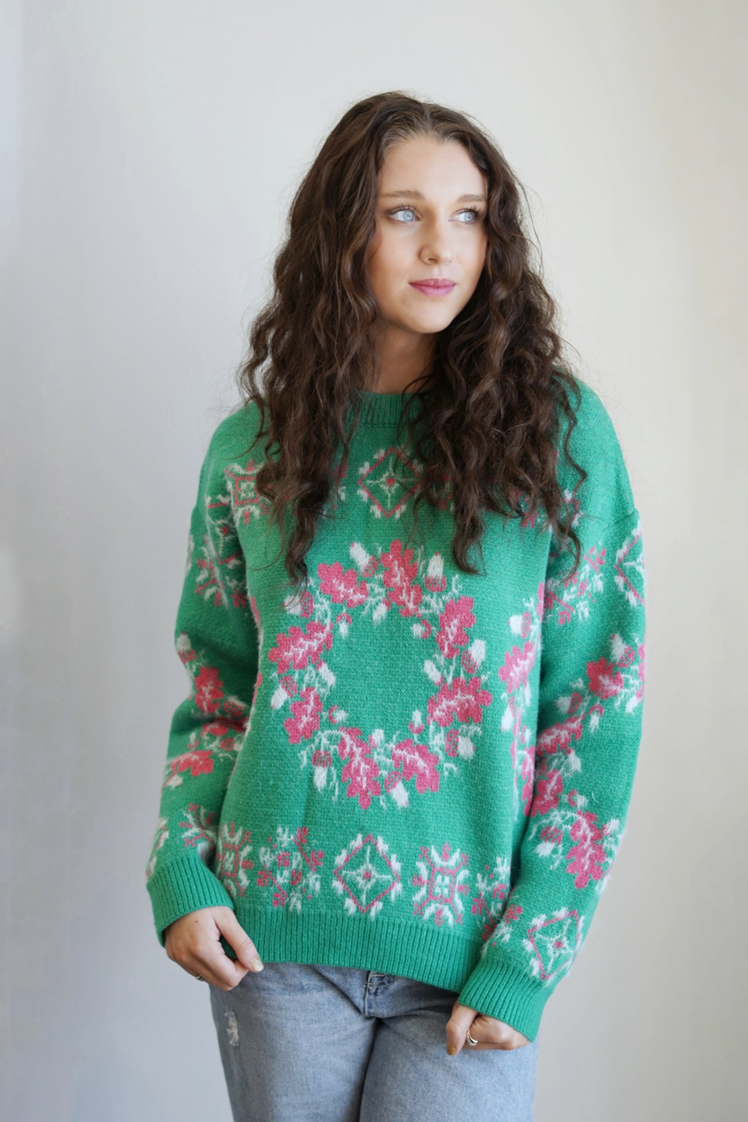 Fay Floral Pattern Vibrant Sweater