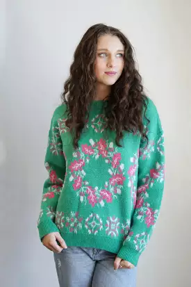 Fay Floral Pattern Vibrant Sweater