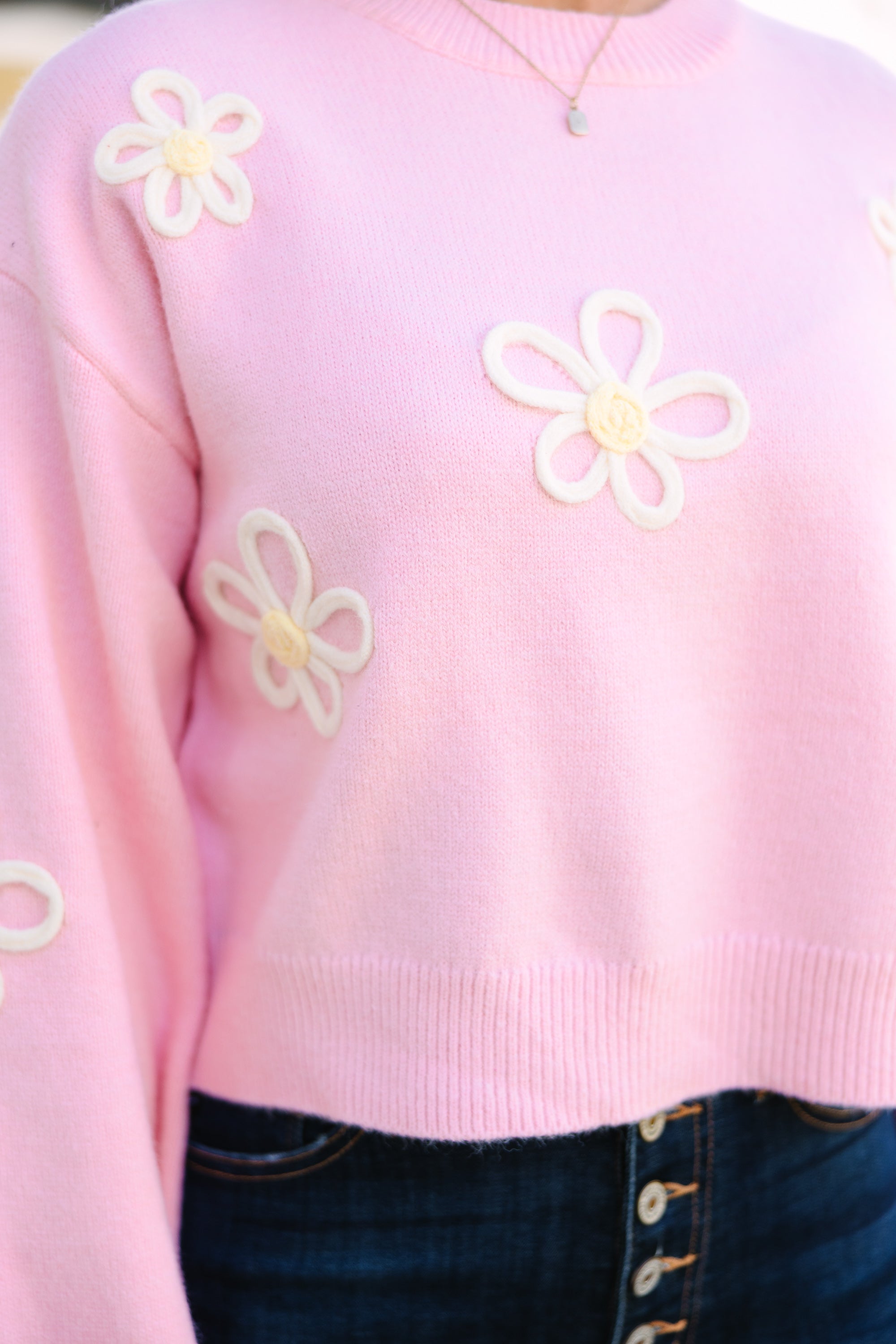 Feeling Femme Light Pink Floral Sweater