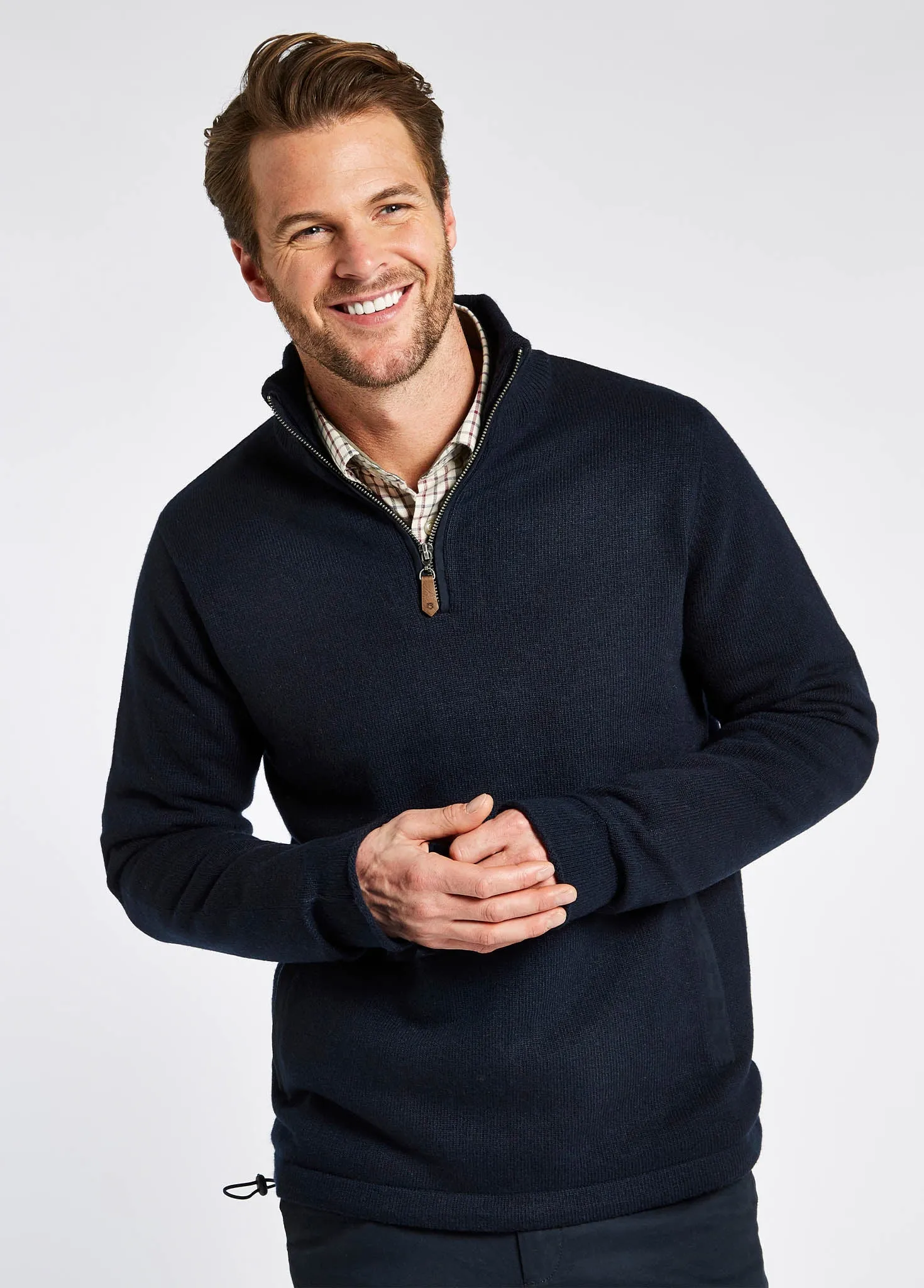 Feeney Zip Neck Sweater - Navy