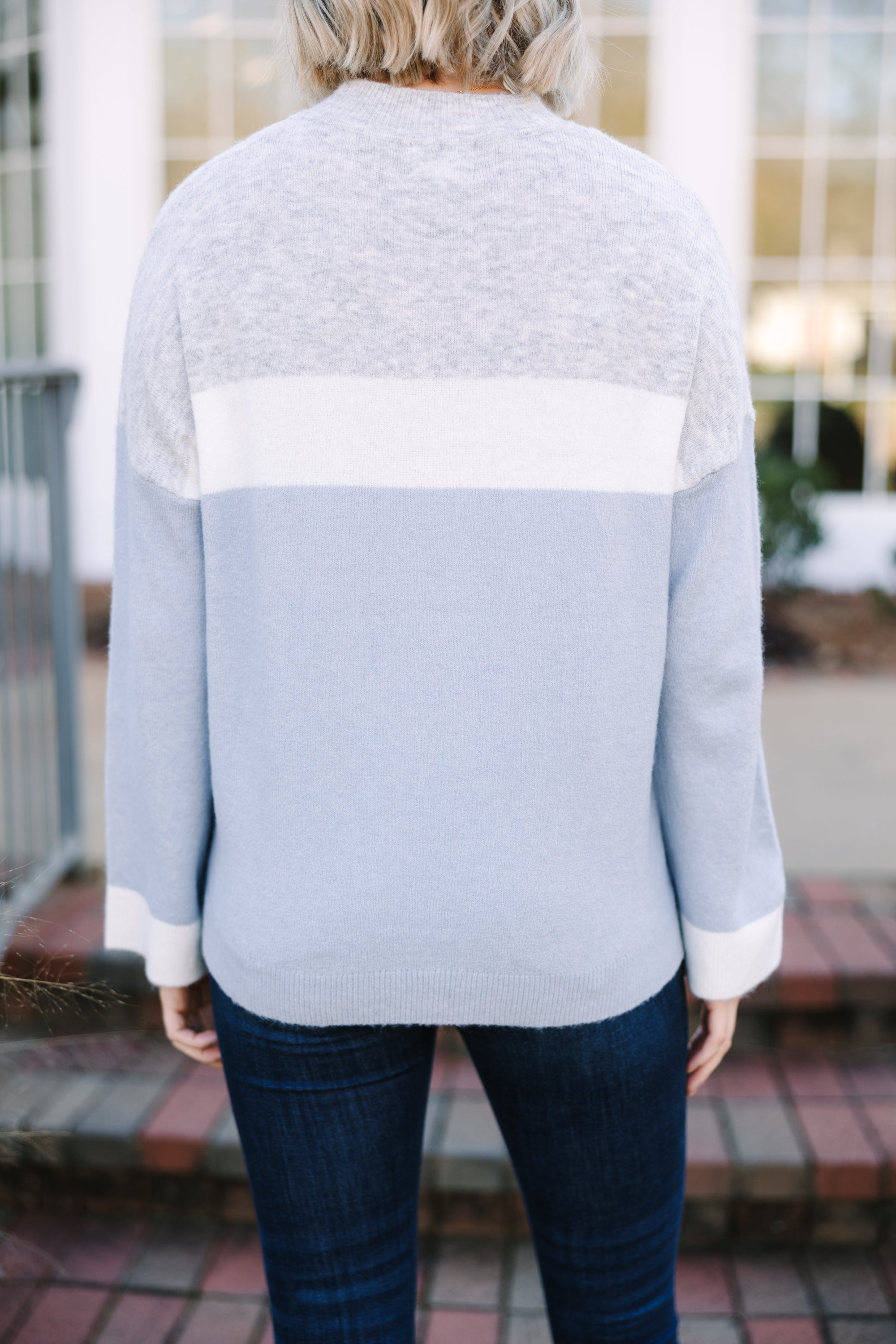 Finally Found You Gray & Blue Colorblock Sweater