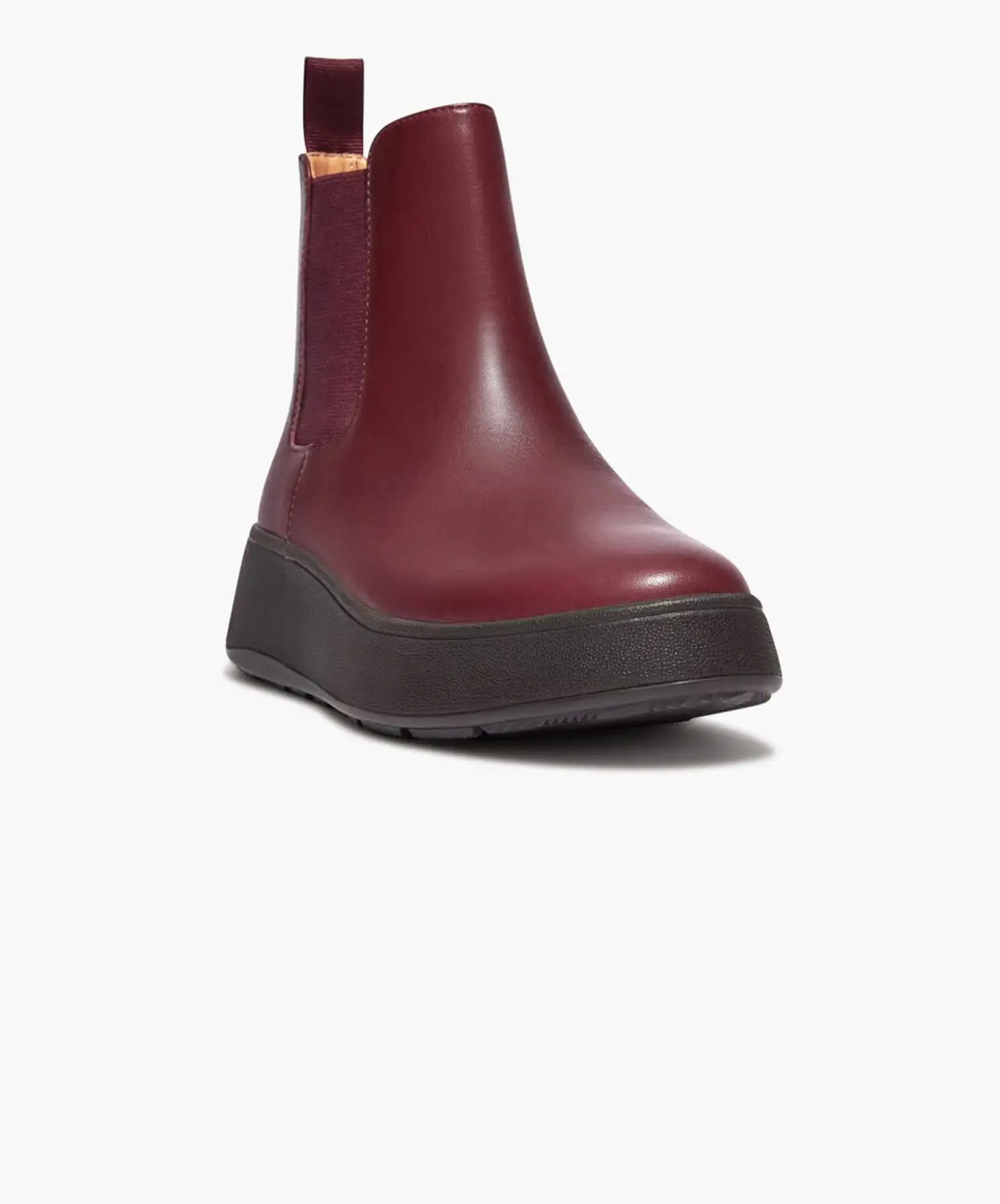 FitFlop F-mode Leather Flatform Chelsea Boots Plum