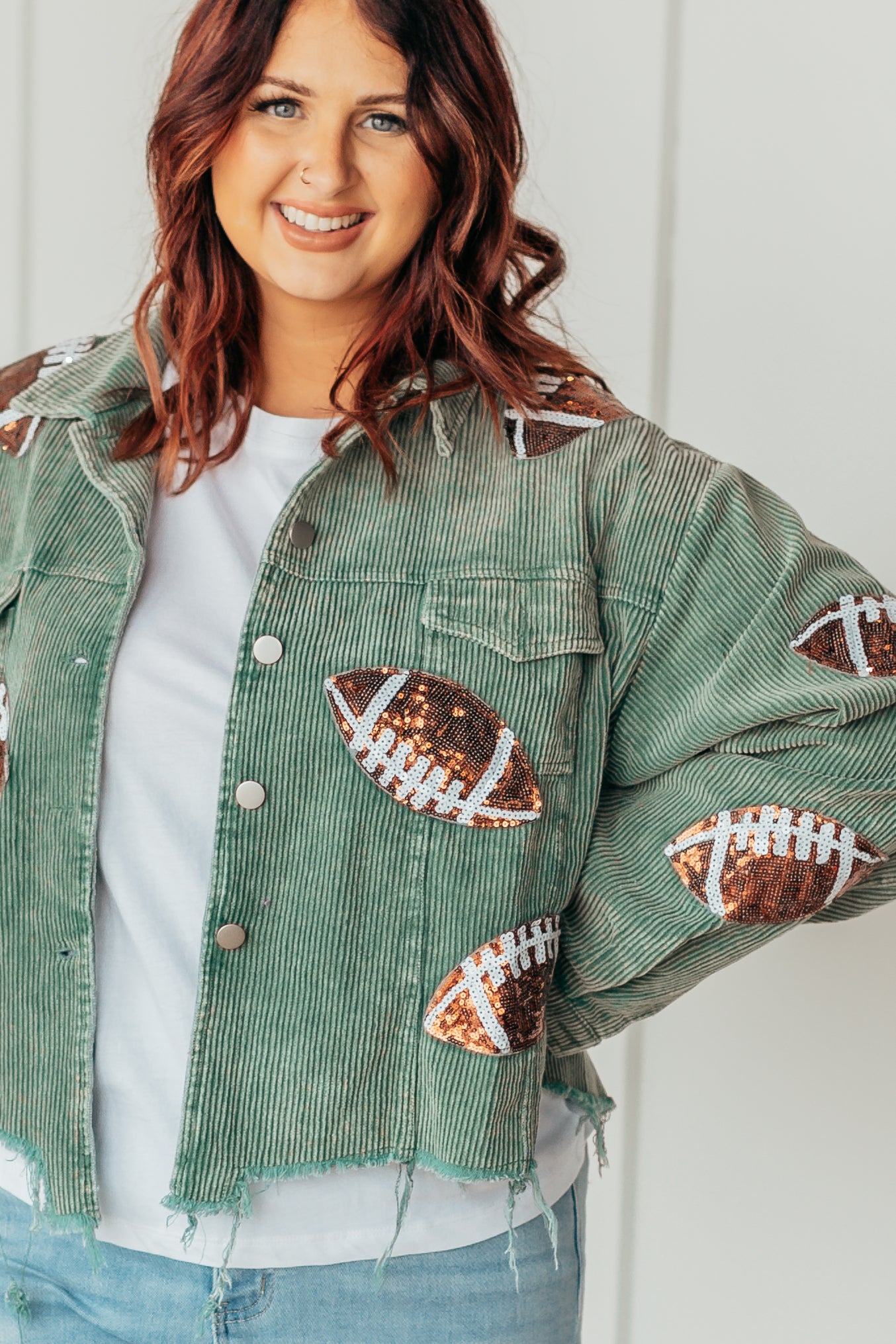 Football Season Sequin Corduroy Jacket