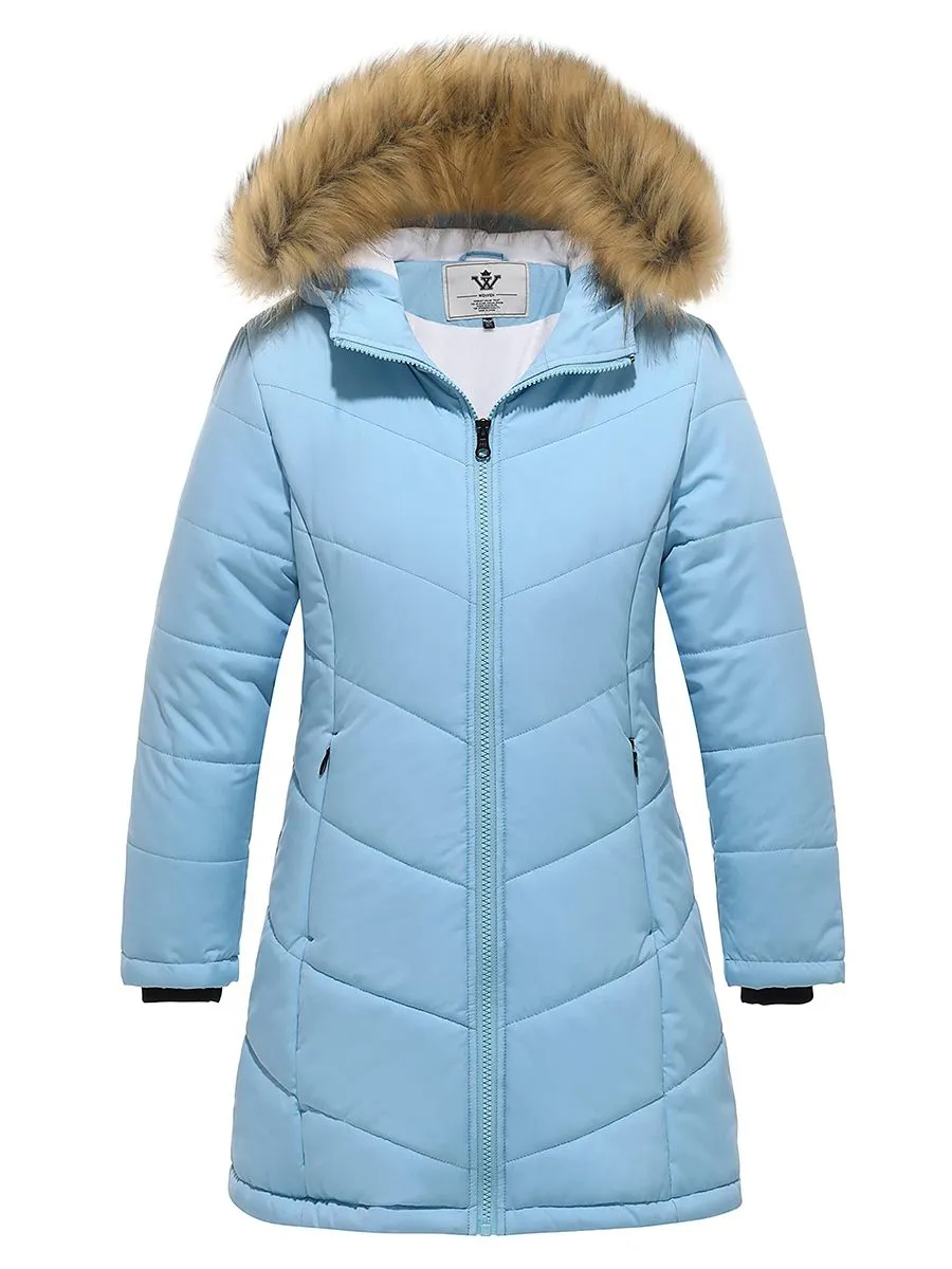 Girls Winter Warm Fleece Lined Jacket Water Resistant Puffer Coat