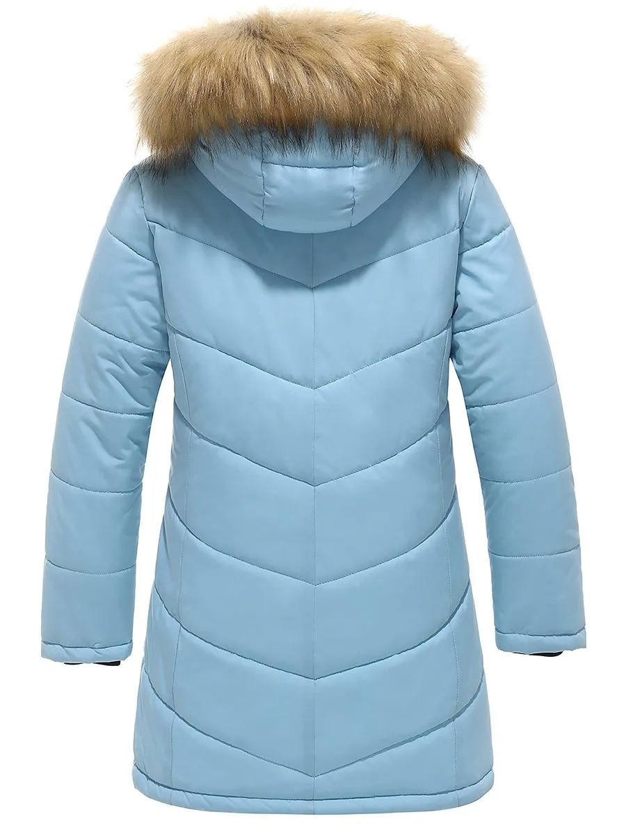 Girls Winter Warm Fleece Lined Jacket Water Resistant Puffer Coat