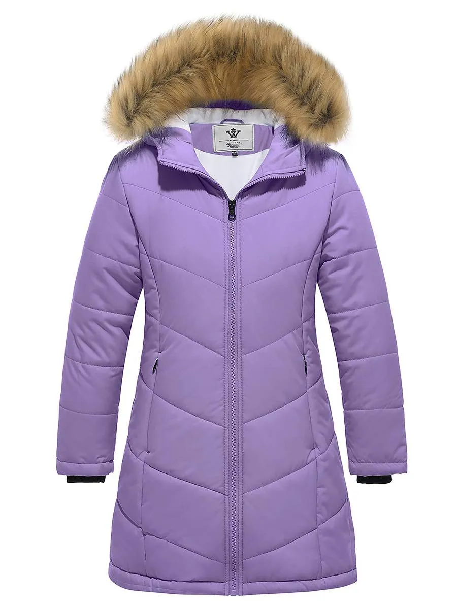 Girls Winter Warm Fleece Lined Jacket Water Resistant Puffer Coat