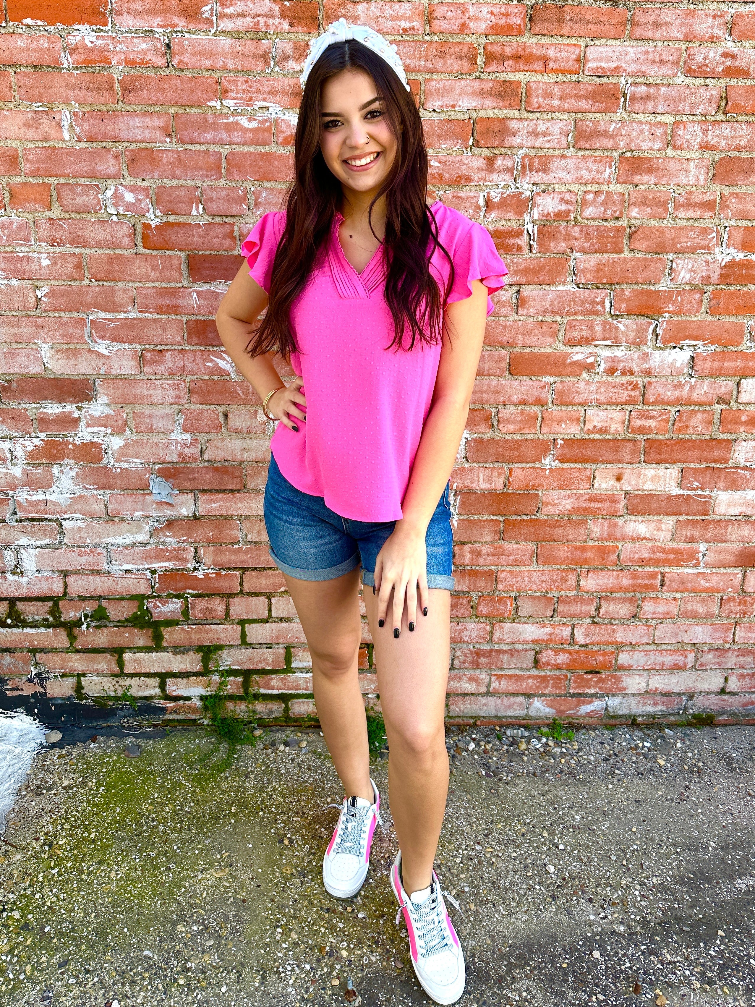 Happiest With You V-Neck Top  Pink